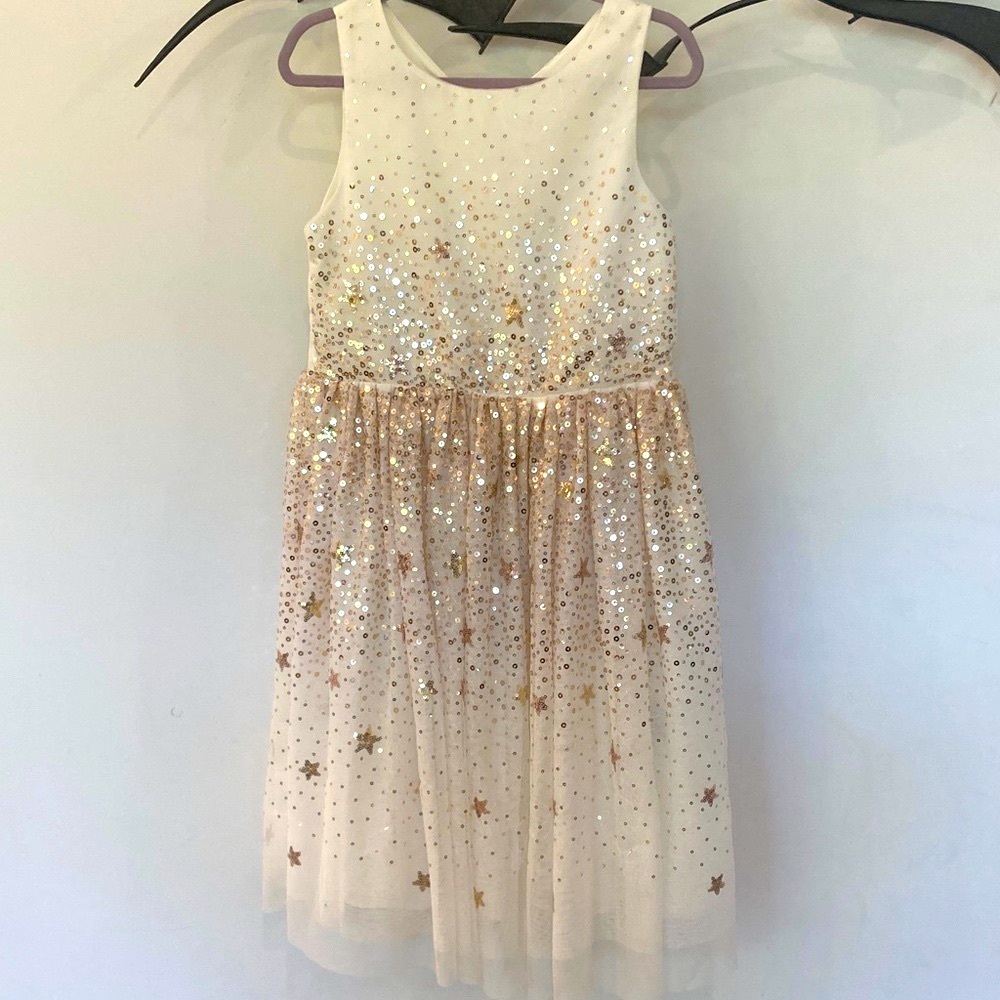 H&M Tulle Dress with Gold Star Sequins, Size 8-9Y